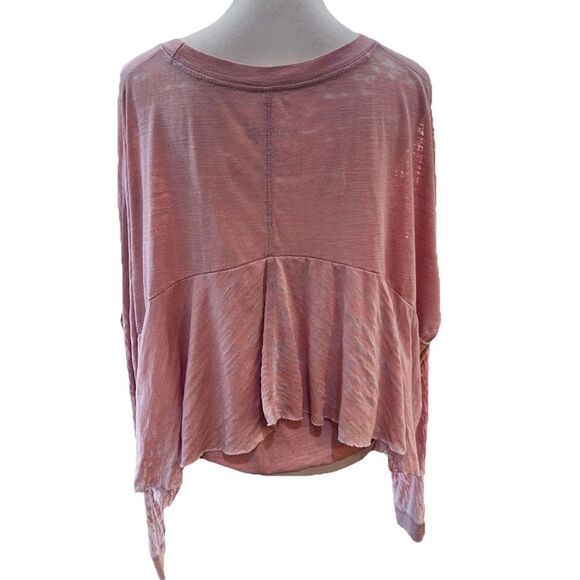 We The Free Salmon Pink Draped Layered Oversized Sweatshirt Top M Boho Artsy - Picture 3 of 11